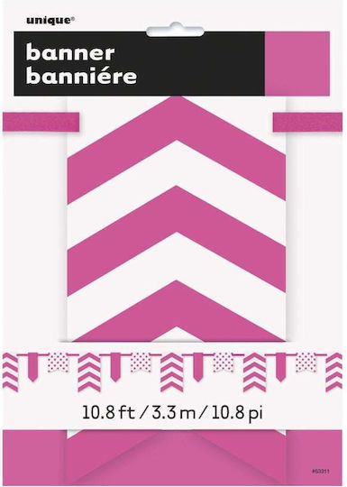 Decorative Paper Party Banner Pink-White 3.3m