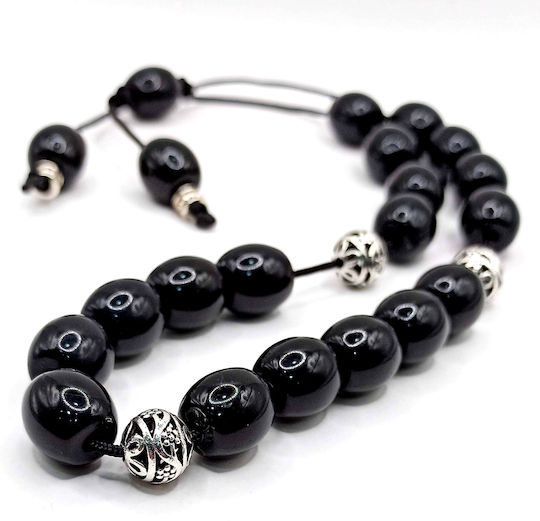 Athinodorou Handmade Κομπολόι από Ρητίνη 21 εκ. Μαύρο