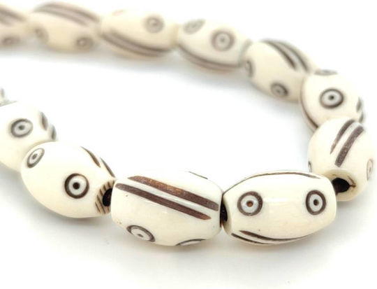 Kompologadiko Graven Camel Bone Worry Beads with 21 Beads White