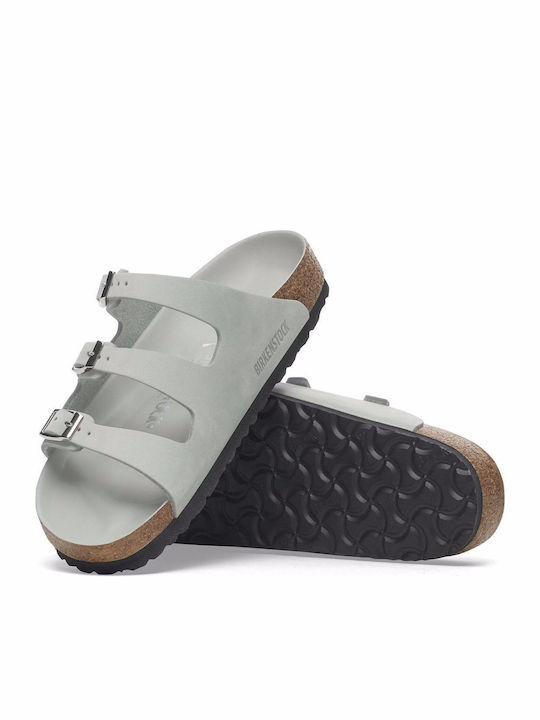 Florida Leather Women's Flat Sandals in Gray Color Narrow Fit
