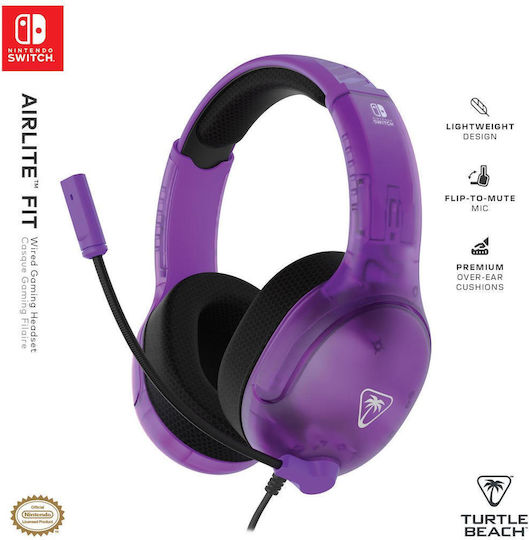 Turtle Beach Airlite Fit Over Ear Gaming Headset με σύνδεση 3.5mm Μωβ for Nintendo Switch
