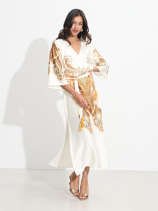 Summer Midi Dress Satin Ecru