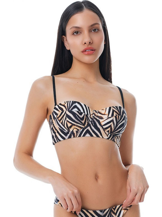 Strapless Bikini Top C Cup Animal Print