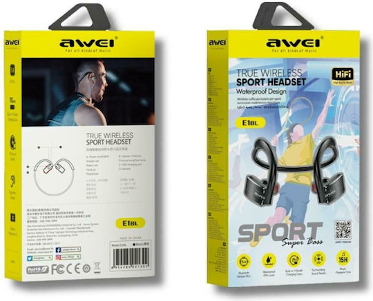 Awei E1BL In-Ear Bluetooth-Freisprecheinrichtung Kopfhörer mit Schweißresistenz Schwarz