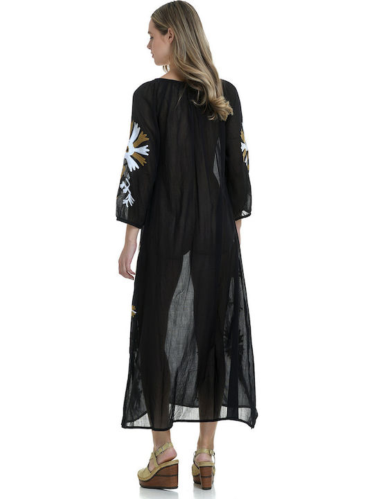 MiandMi Women's Maxi Caftan Beachwear Black