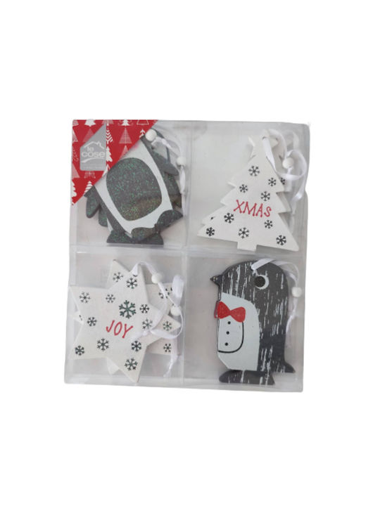 Hängendes Ornament Hölzern Gray 9x9cm Set 8Stück
