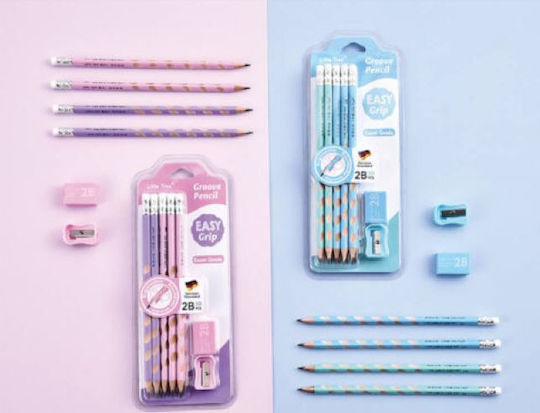 Mathv Kids Stationery Set with Pencil, Sharpener and Eraser Pink 10pcs