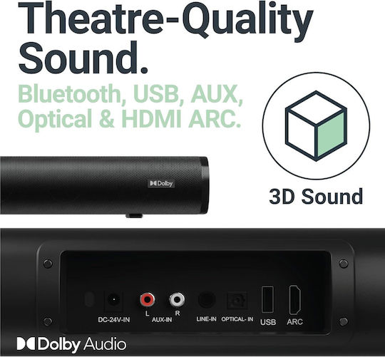 Majority Everest Soundbar 5.1 Bluetooth and HDMI 300W with Wireless Subwoofer and Remote Control