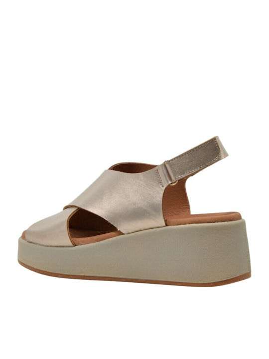 Women's Leather Platform Shoes Beige
