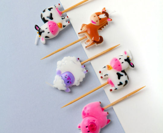 Farm Animal Candles 5 pcs, Total Stick Height 7 cm