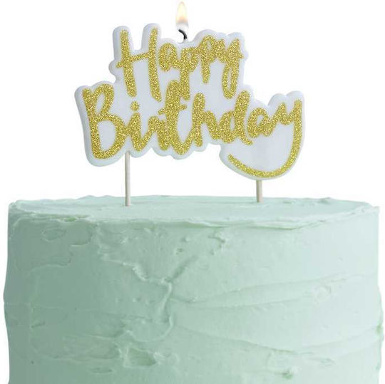 Lumânare decorativă auriu "Happy Birthday" 1 buc