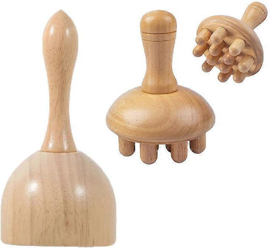 Ξύλινα Εργαλεία Μασάζ Μαδεροθεραπεία Wood Therapy Massage Set 4τμχ