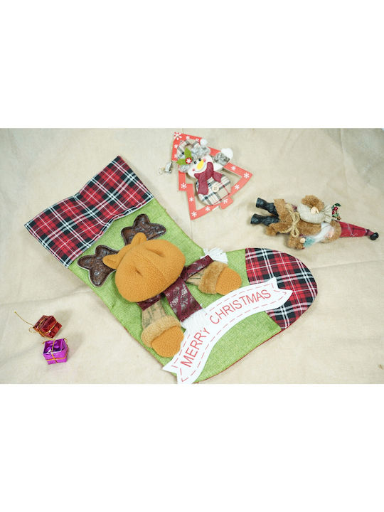 Ciorapi Decorativi de Crăciun Model Ren Flippy Culoare Verde Dimensiune 23x45 Cm Textile Interior