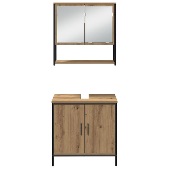 vidaXL Countertop Countertop without Sink, with Mirror & Column Weathered Oak