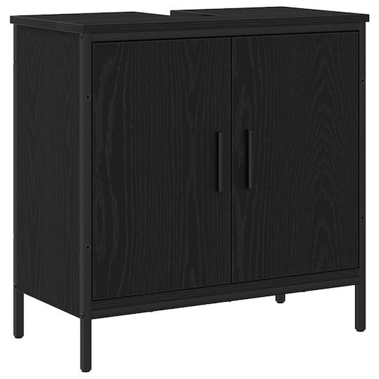 vidaXL Waschtisch Waschtisch ohne Waschbecken, mit Spiegel & Säule Black Oak