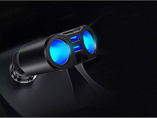Φορτιστής Αυτοκινήτου 100W 3.1A με Θύρες: 2xUSB-A 2xΑναπτήρα