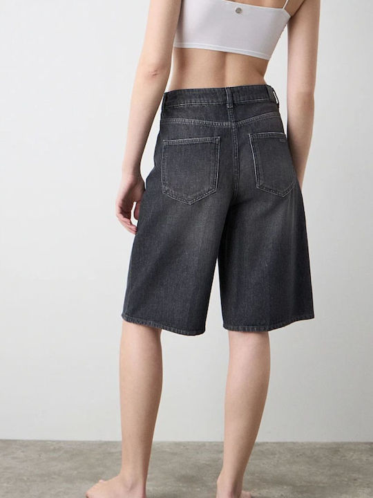 Damen Bermuda Jean Black Denim