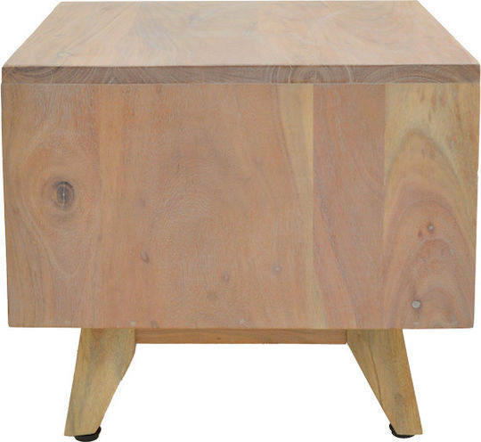 Κομοδίνο Emira από Μασίφ Ξύλο Μπεζ 40x40x35cm
