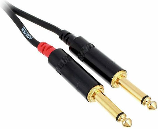 Cordial Kabel 2x 6,3mm Stecker - RCA-Stecker 1.5m Schwarz (CFU 1,5 PC)