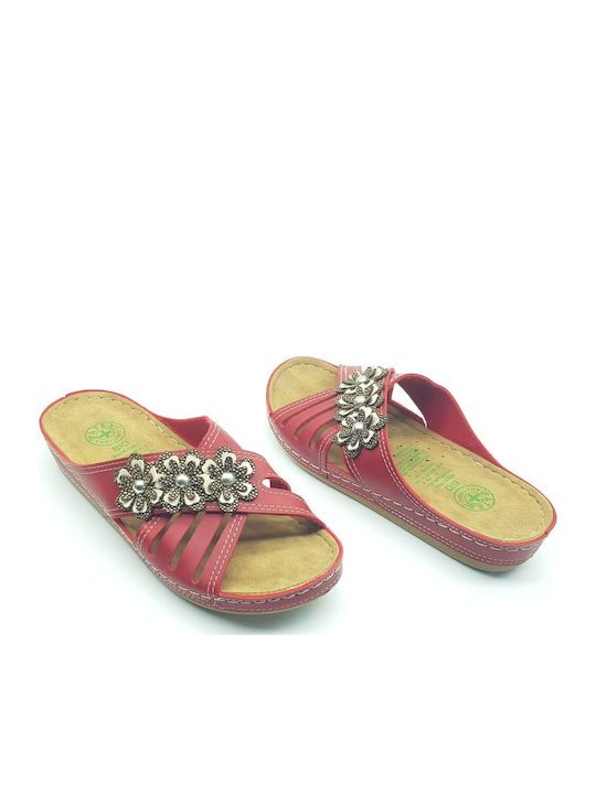 Women's Flat Sandals in Red Color