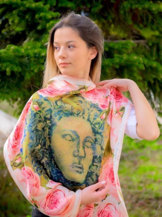 Kalfas Luxury Silk Γυναικείο Μεταξωτό Φουλάρι Ροζ