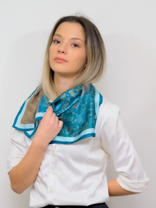 Kalfas Luxury Silk Women's Silk Scarf Blue