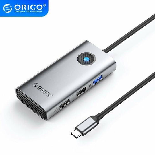 Orico USB-C Docking Station με HDMI 4K PD και σύνδεση 2 Οθονών Γκρι (PW11-5P-GY-EP)