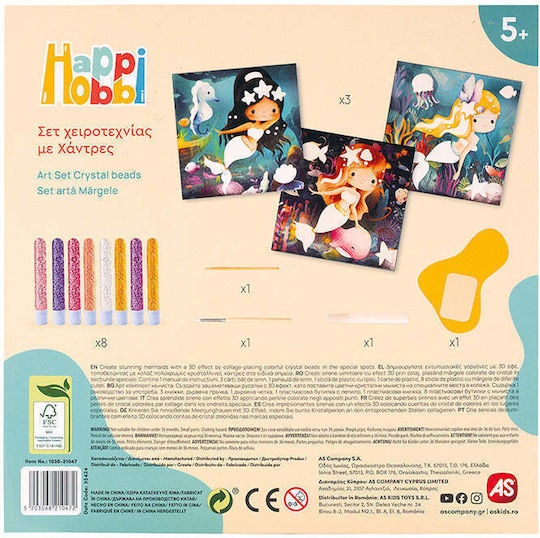 HappiHobbi Χάντρες Art Crystal Beads Mermaids για Παιδιά 5+ Ετών