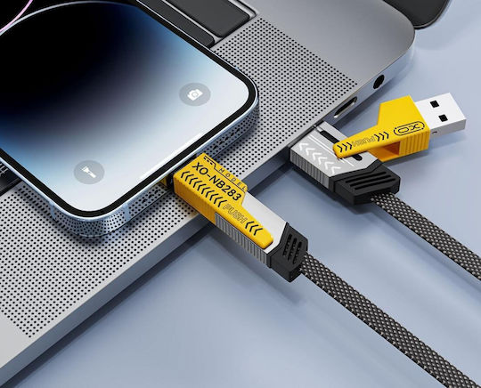 Cablexpert Braided / Flat Cablu USB la Lightning / Type-C cu mai multe porturi 3A Gri 1m