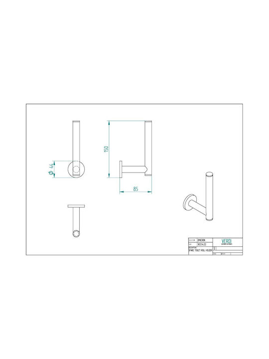 Verdi Omicron Wandmontiert Papierhalter Inox Silber