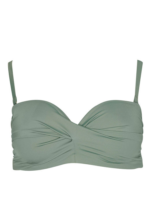 Strapless Bikini Top D Cup Χακί