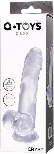 Glass Dildo with Balls and Suction Cup Transparent 15cm