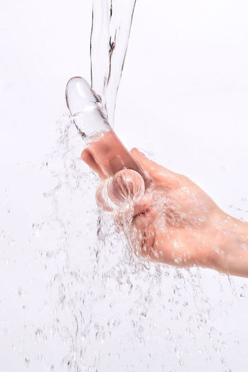 Glass Dildo with Balls and Suction Cup Transparent 15cm