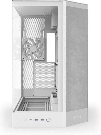NZXT H9 Flow Gaming Midi Tower Κουτί Υπολογιστή με Πλαϊνό Παράθυρο Λευκό