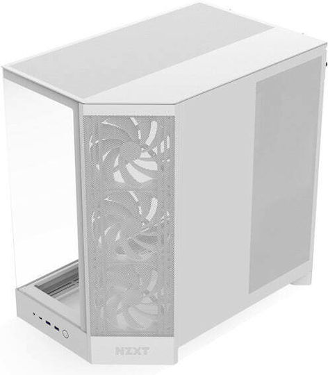 NZXT H9 Flow Gaming Midi Tower Κουτί Υπολογιστή με Πλαϊνό Παράθυρο Λευκό
