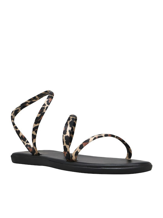 Leather Women's Flat Sandals Leopard