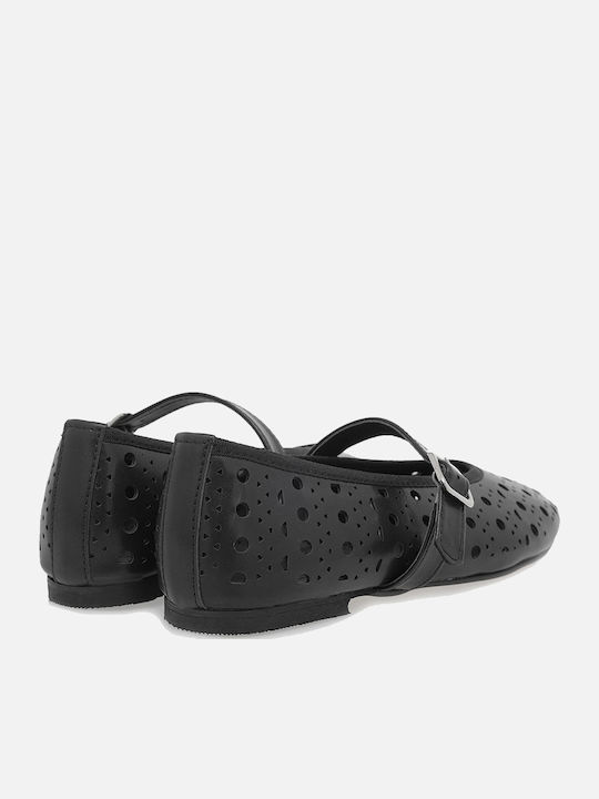 Synthetic Leather Pointy Ballerinas Black