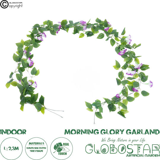 Globostar Künstlicher Garten Morning Glory Girlande 21152 Künstliche Dekorative Girlande aus Morning Glory 230cm Set aus 2 Stück