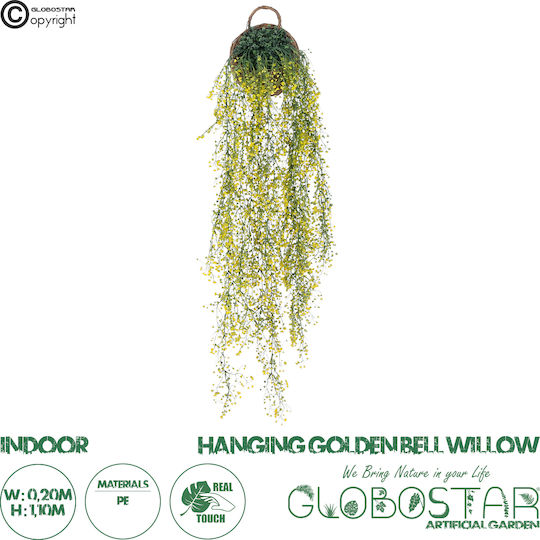 Globostar Artificial Garden Golden Bell Willow 4 Hanging Plant 20632 Κρεμαστό Τεχνητό Διακοσμητικό Φυτό Ιτίας Y110cm