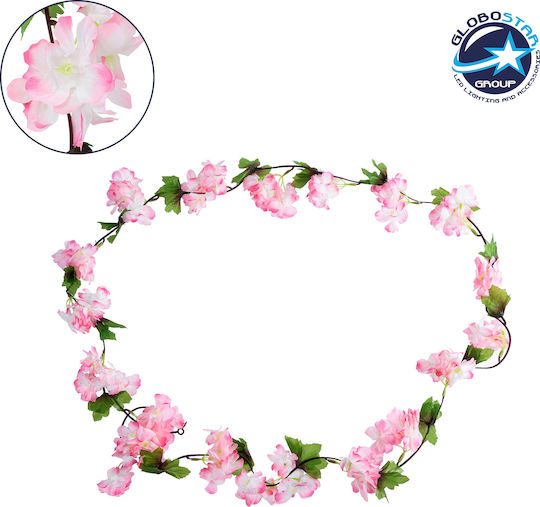 Globostar 78100 Künstliche Hängepflanze Dekorative Blumengirlande 18 Rosa Weiße Kirschblüten & Grünes Laub M20 X H220 X W20cm