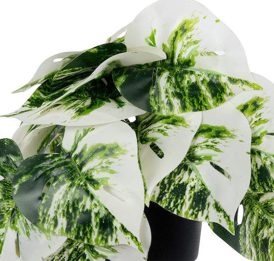 Globostar Künstliche Garten Albino Monstera Pflanze 20946 Dekorative Monstera Pflanze Φ23 X H16cm