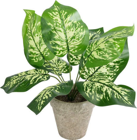 Globostar Artificial Garden Dieffenbachia Potted Plant 20897 Διακοσμητικό Φυτό Διεφενμπάχια Φ40 X Υ33cm