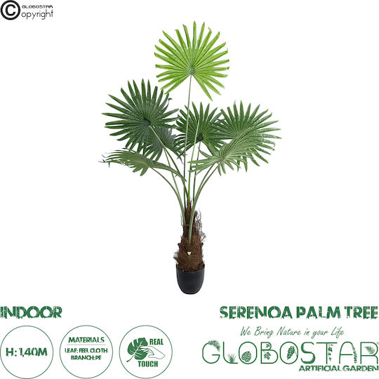 Globostar Künstliche Garten Serenoa Palme Pflanze 20971 Dekorative Palme Pflanze Serenoa Φ60 X H140cm