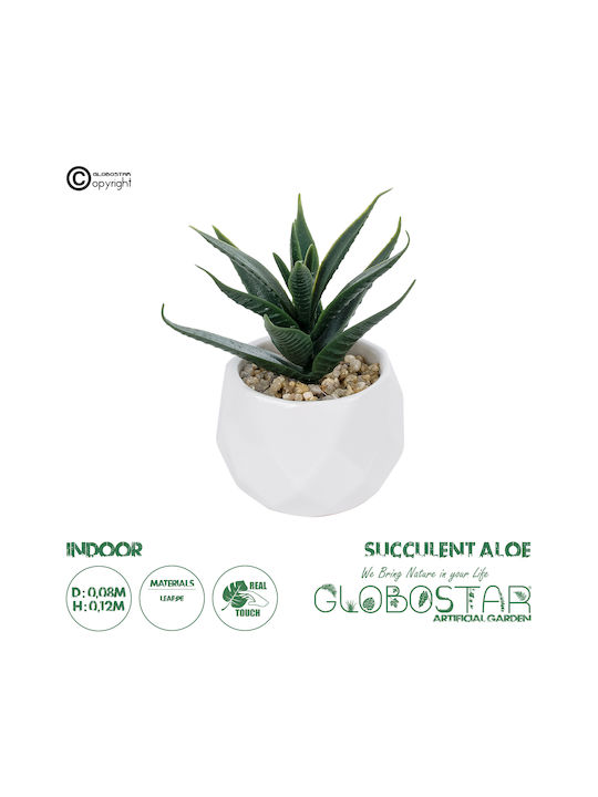 Globostar Artificial Garden Succulent Aloe Potted Plant 20992 Decorative Plant Aloe H8 X H12cm