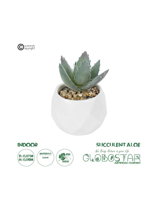 Globostar Artificial Garden Succulent Aloe Potted Plant 20999 Decorative Plant Aloe F7 X H9cm
