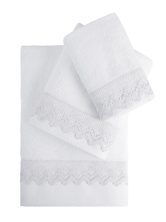 Nima Σετ Πετσέτες Μπάνιου 3τμχ Demur Demur White Βάρους 480gr/m²