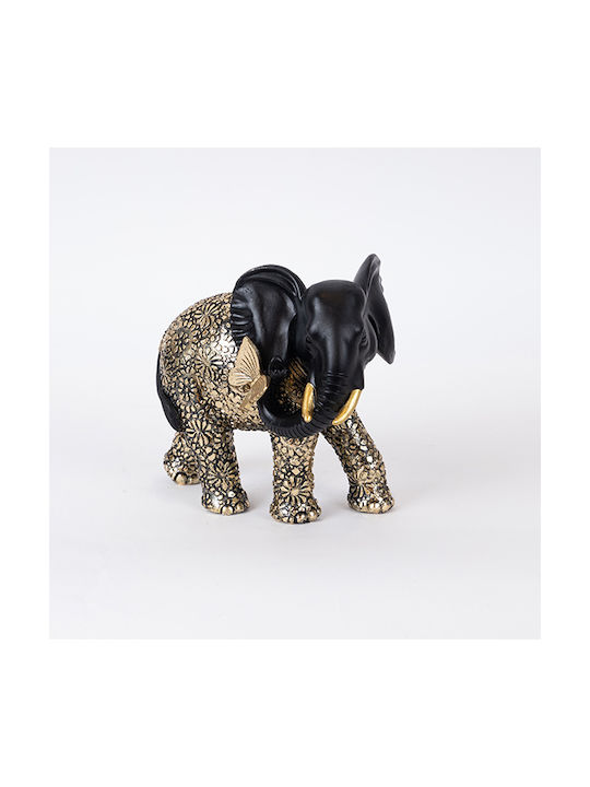 Table Decorative Elephant Butterfly Polyresin Black & Gold 19x11x17cm 12971 752-11624