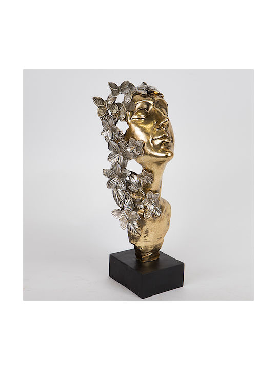 Decorative Resin Sculpture Woman Butterflies Flowers Gold-Black-Silver 16.5x13x40cm 13919 752-27027