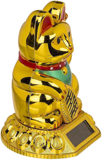 Out of the Blue Decorative Cat Made of Plastic Maneki Neko in Gold 5.5x5.5x8.5cm