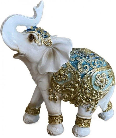 Decorative Polyester Elephant White Gold 10x5x11cm